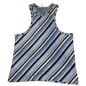 Free People‎ Striped Tank Top Blue White Black Racerback Knit Women's Large